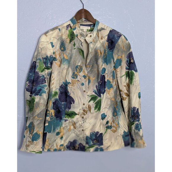 Coldwater Creek 18W Floral Print Blazer Jacket Floral Art to Wear - Picture 7 of 16